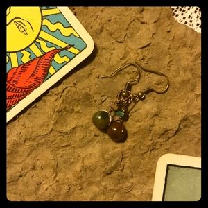 Handmade Agate and Metallic Bead Earrings